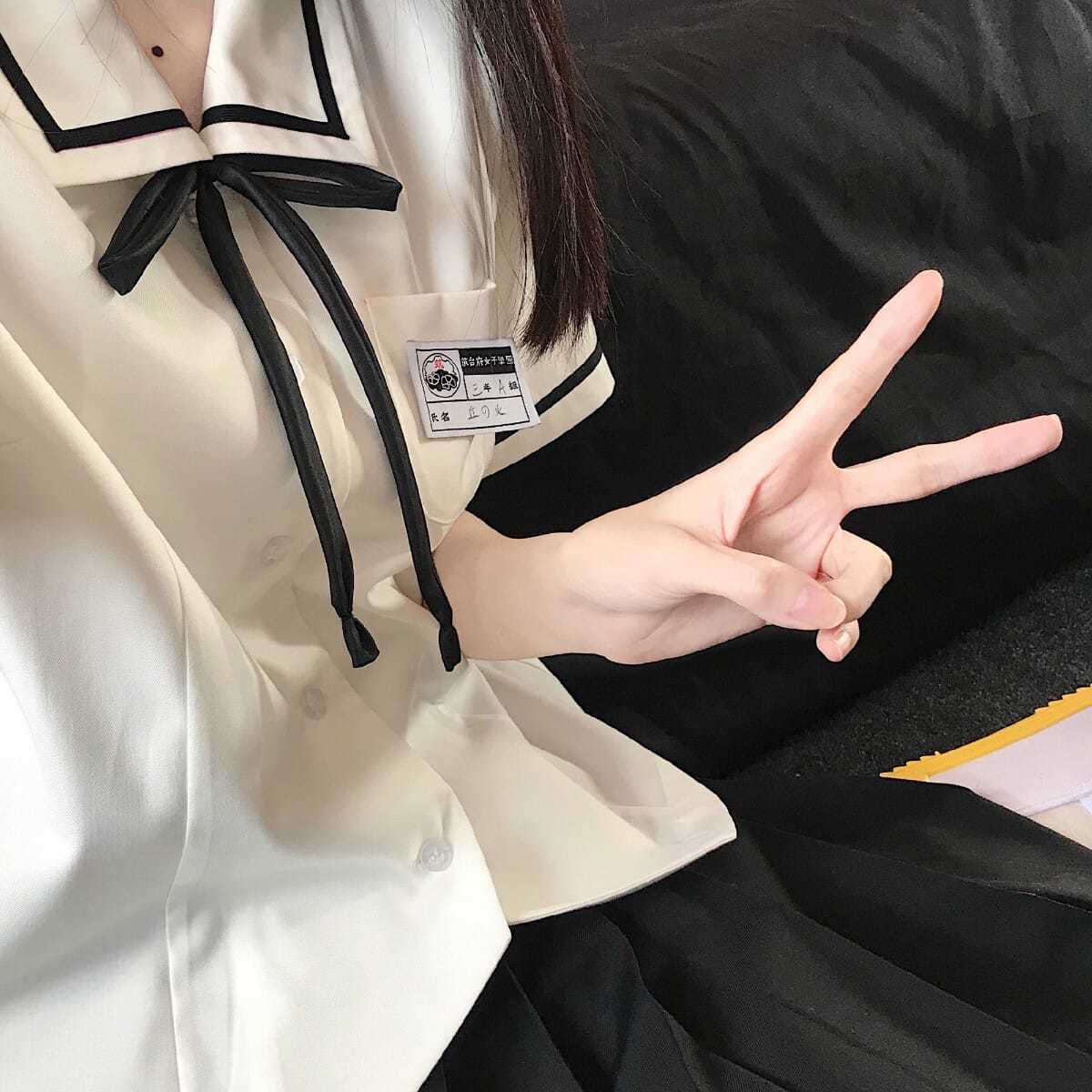 日系jk制服衬衫上衣女短袖夏季学生校供感白衬衣短裙套装上衣班服