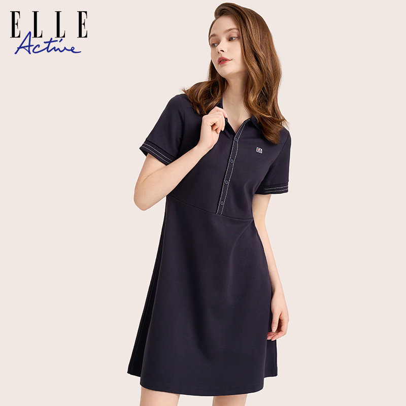 elle active高级感气质明线连衣裙 elleactive连衣裙