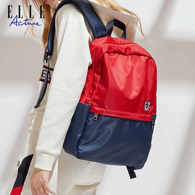 elle active2022早春拼色潮双肩包 elleactive双肩背包