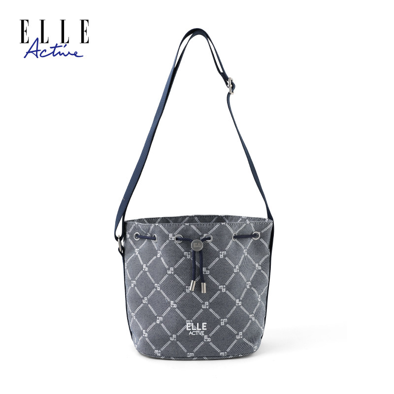 ELLE Active高级感水桶包气质女包时尚印花单肩包蓝色斜挎包百搭,淘宝优惠券,粉丝福利购,淘宝优惠卷