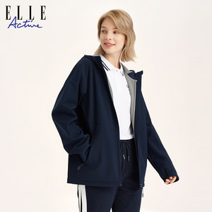 ELLE Active2023秋冬中长款风衣外套男女同款 加绒连帽上衣高级感