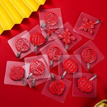 Multi-pattern fu character year taste red festive hook free of punch and sticky hook No mark wall China wind year taste hanger