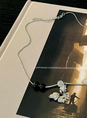 韩国ins彩色蝴蝶串珠项链