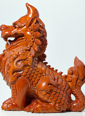 花梨木雕獬豸摆件实木雕刻龙生九子吉祥物律师开业送礼红木工艺品