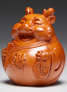 花梨木雕财龙摆件实木客厅办公室桌面装饰品酒柜开业送礼品工艺品