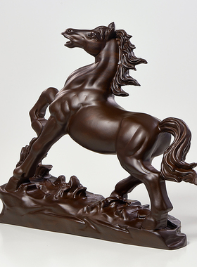 黑檀木雕马到成功摆件马实木客厅装饰寓意动物生肖马红木马工艺礼