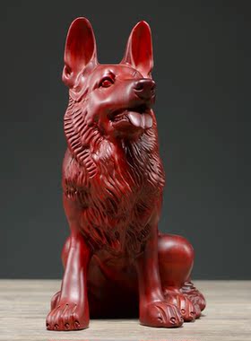 红花梨木雕狗摆件实木家居风水装饰客厅摆设生肖狗狼狗雕刻工艺礼
