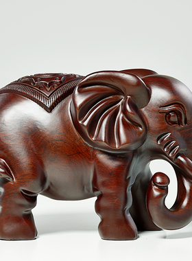 刺史黑檀木雕大象摆件一对