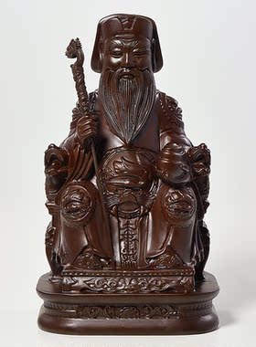 土地公土地婆一对家用供奉神像实木质福德正君地主财神爷佛像摆件