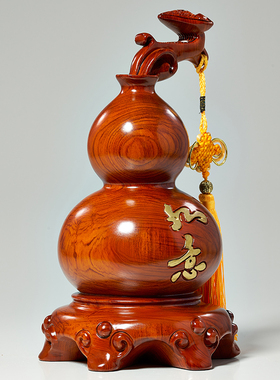 实木雕刻福禄葫芦摆件红木家居客厅电视柜办公桌面装饰工艺品送礼