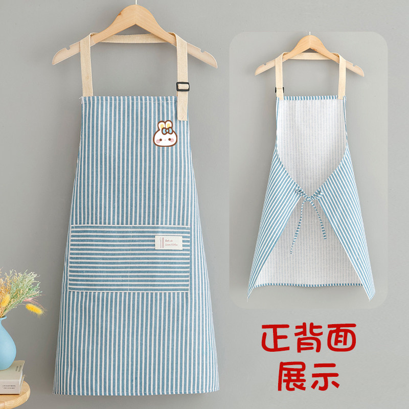 成人新款围裙女家用厨房棉麻工作服 宣怡围裙