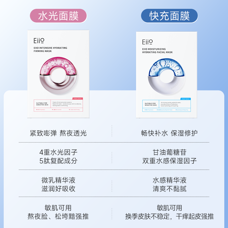 【30片装】eiio奕沃水光面膜补水弹润嘭弹保湿缓解敏肌贴片面膜,淘宝优惠券,粉丝福利购,淘宝优惠卷