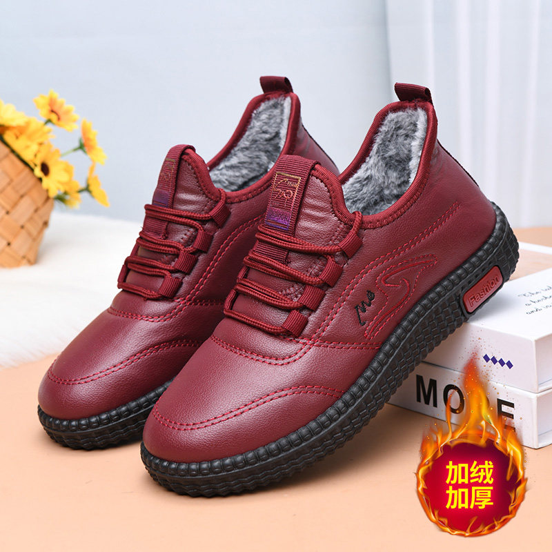 老北京布鞋女鞋棉鞋皮面防水休闲鞋平底防滑软底中老年妈妈鞋,淘宝优惠券,粉丝福利购,淘宝优惠卷
