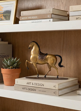 《马上金安》铜金岁月黄铜马摆件工艺品铜器办公室桌面博古架装饰
