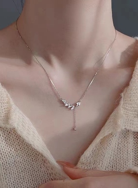 银耳环女纯银s925闪钻麦穗项链轻奢小众高级设计感潮圆珠吊坠锁骨