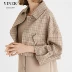 YINER GoodLand Womens 2019 mùa thu mới kẻ sọc lỏng áo ngực hai mảnh áo ngực - Trench Coat