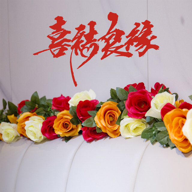 Simulated rattan plastic rose vine decoration fake flowers wedding air conditioning pipes wrap around to cover vine ceiling wall hanging