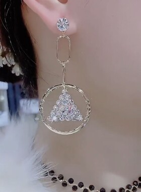 不对称几何耳环女秋冬小众设计高