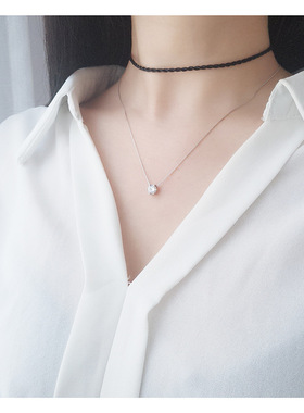 小舍得宋佳同款项链2022年新款纯银925六爪单钻项链韩国INS简约风