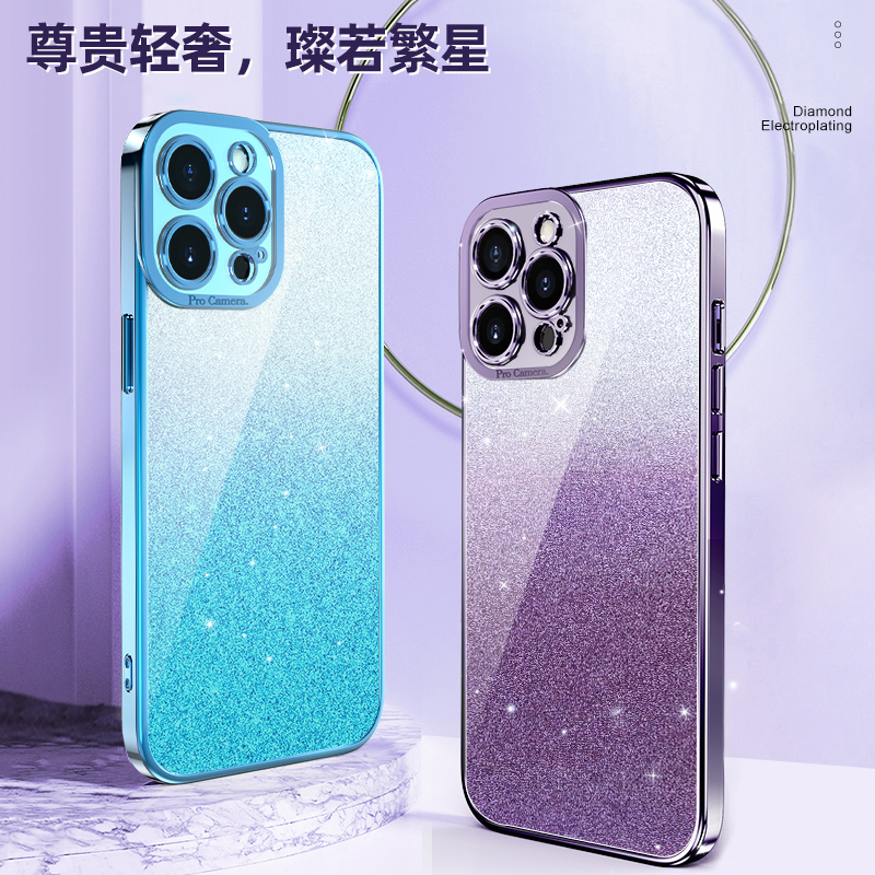 适用苹果xsmax手机壳新款女iPhone11保护套sxmax硅胶软边xsamx防摔xmax渐变闪粉xsnax轻奢风紫色外壳10xsmaxs - 图0