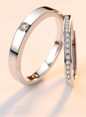 共度余生S925纯银情侣戒指男女一对韩版时尚简约小众不掉色对戒