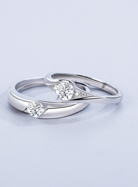 一生缠绵情侣戒指S925纯银日韩时尚简约百搭小众对戒开口可调节