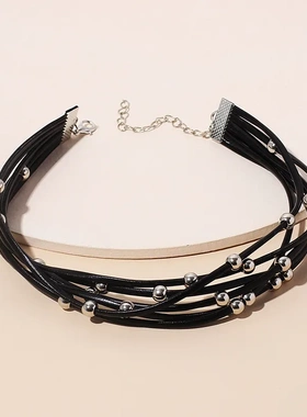 欧美跨境新品配饰串珠多层项链 ins哥特式暗黑风choker颈链项圈