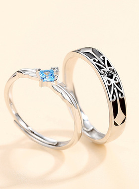 公主与骑士S925纯银情侣戒指男女一对韩版小众设计对戒异地恋礼物