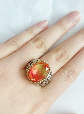 新款玉石男士豪华戒指个性化复古主导戒指出席宴会首饰