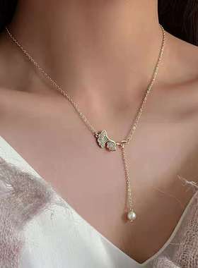 项链女小众设计2021年新款女银杏叶子锁骨链简约气质ins潮颈链