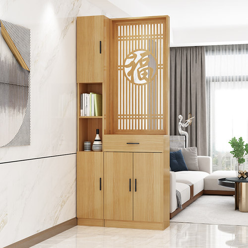 福字正对大门屏风隔断柜进门入户客厅现代简约实木鞋柜玄关柜一体 - 图1