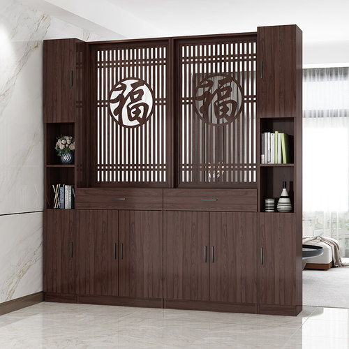 福字正对大门屏风隔断柜进门入户客厅现代简约实木鞋柜玄关柜一体 - 图3