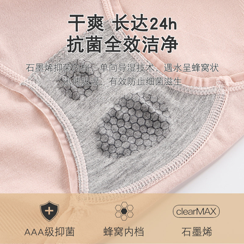 依纽芝石墨烯抑菌女4条盒装三角裤 依纽芝内裤