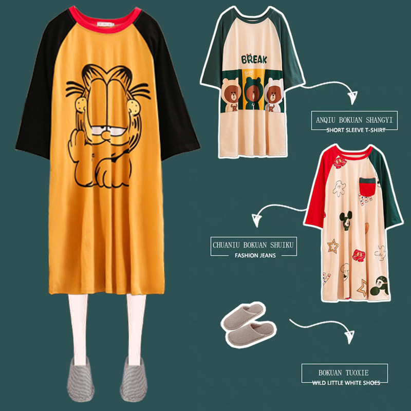 200斤夏天纯棉加肥加大码220睡裙 夕照兰睡裙