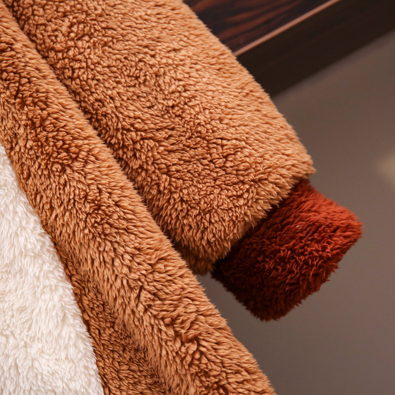 大码连体200斤可爱珊瑚绒加肥睡衣 夕照兰睡衣/家居服套装