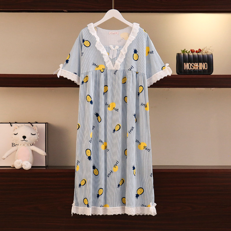 大码200斤胖妹妹纯棉孕妇宽松睡裙 夕照兰睡裙