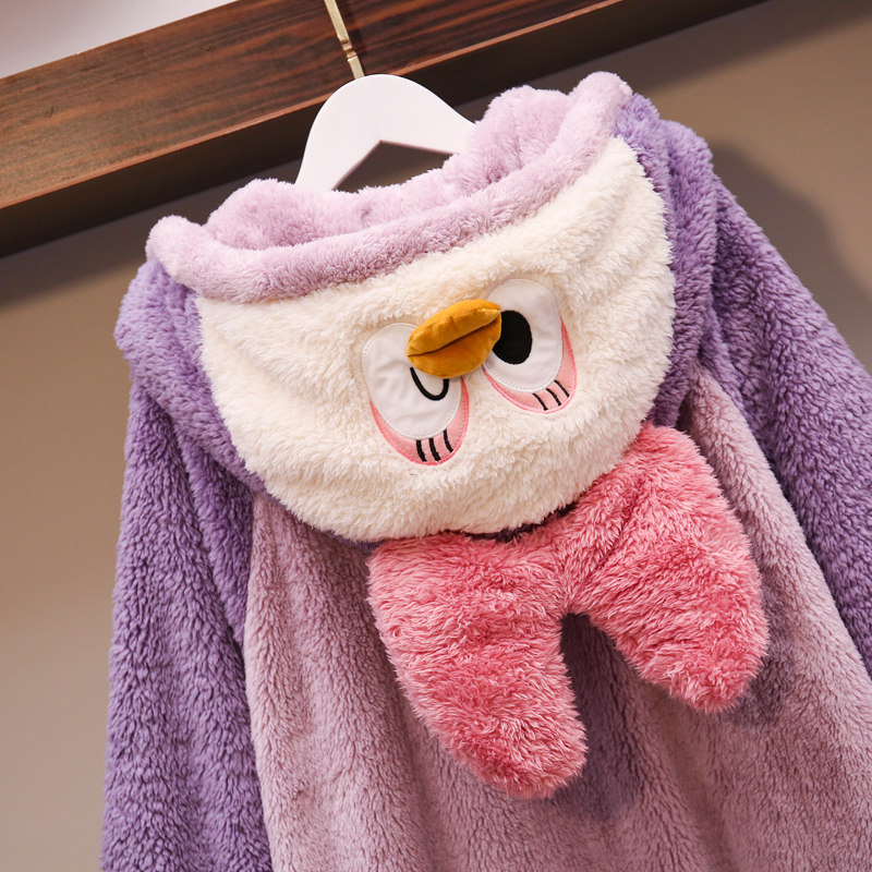 大码胖mm春秋冬连体可爱珊瑚绒睡衣 夕照兰睡衣/家居服套装