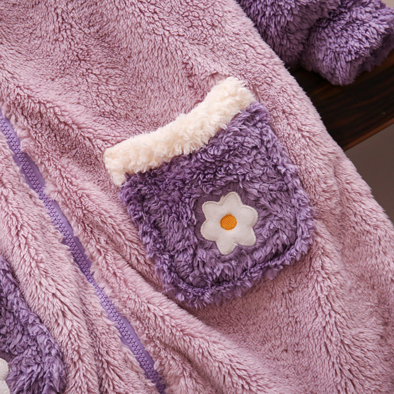 大码胖mm春秋冬连体可爱珊瑚绒睡衣 夕照兰睡衣/家居服套装