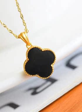 天然墨玉原创设计风礼物四叶草