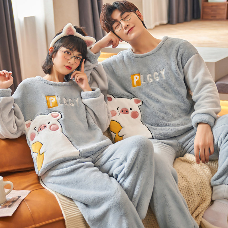 秋冬季珊瑚绒情侣睡衣加厚加绒保暖法兰绒冬男女家居服套装加大码,淘宝优惠券,粉丝福利购,淘宝优惠卷