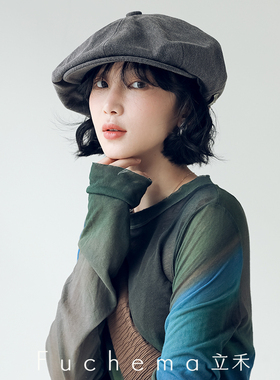 显脸小秋冬百搭云朵贝雷帽女