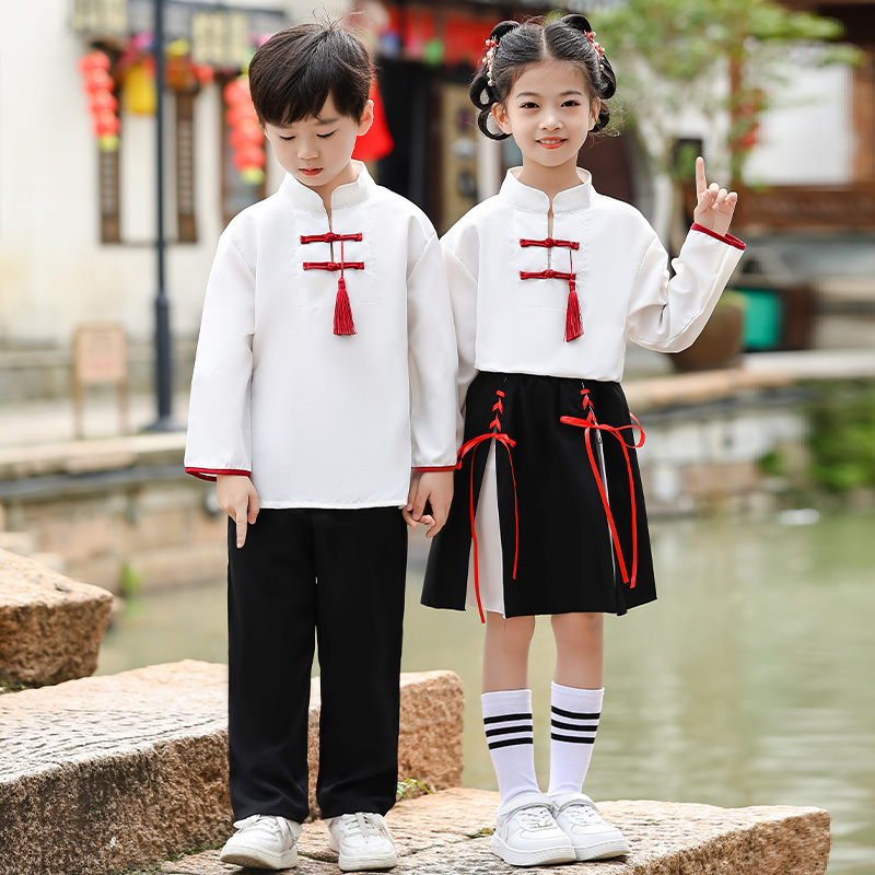 六一儿童合唱演出服中国风汉服幼儿园毕业班服中小学生朗诵表演服