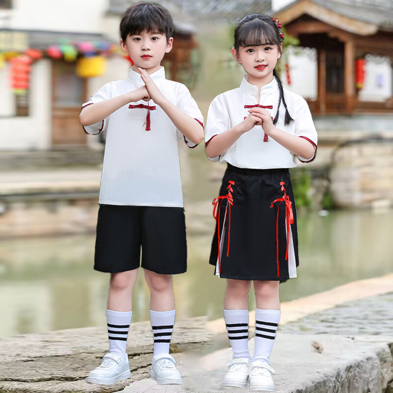 六一儿童合唱演出服中国风汉服幼儿园毕业班服中小学生朗诵表演服