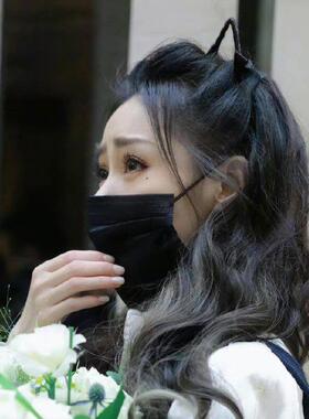 网红直播张天爱黑色蝴蝶结猫耳朵发箍可爱细边洗脸压发仙美发卡女