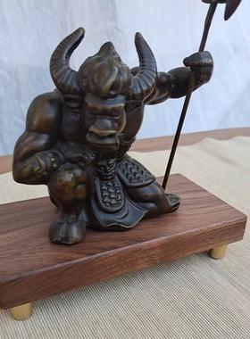 黑胡桃实木长方形工艺品铜脚底座模型战锤胸像雕像原木摆件展示台