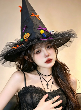 万圣节头饰cos女巫帽魔法巫师帽