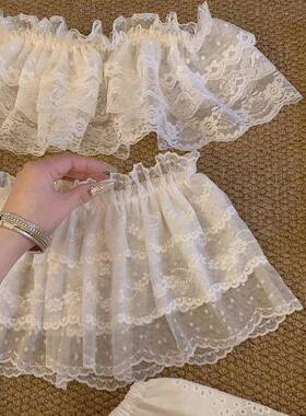 芭蕾风网纱白色蕾丝屁帘女生叠穿高级感时尚腰饰蛋糕裙半身裙短裙