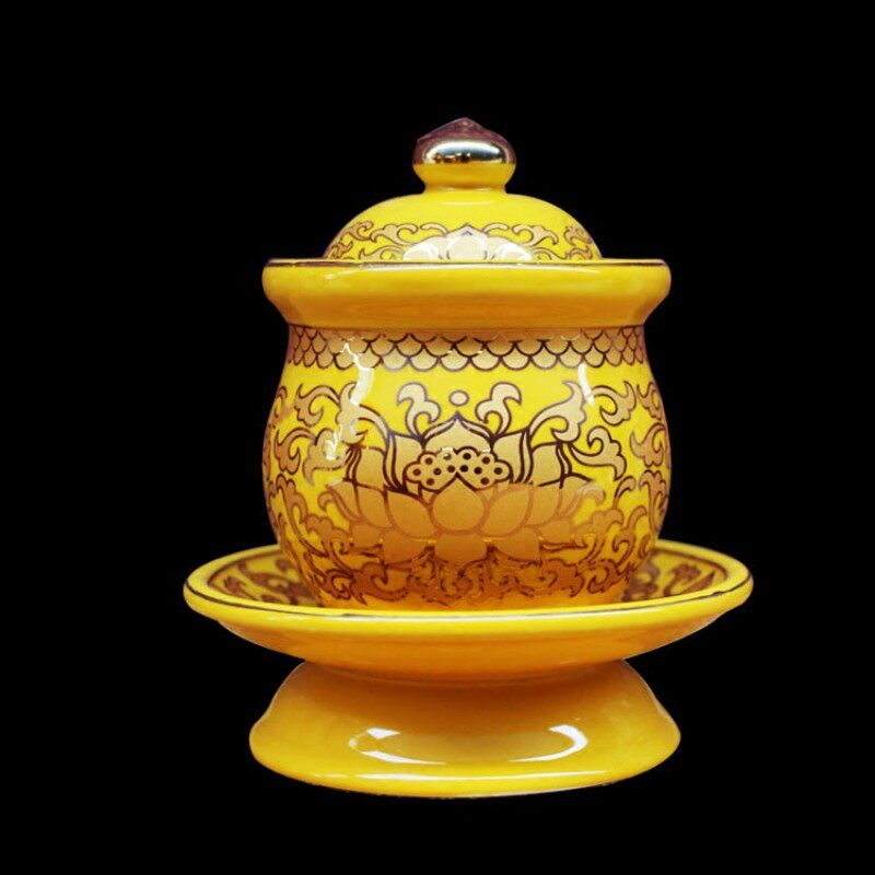 佛用品帝皇真金莲花供果盘陶瓷供盘供杯供佛香炉净水瓶佛具套装,淘宝优惠券,粉丝福利购,淘宝优惠卷