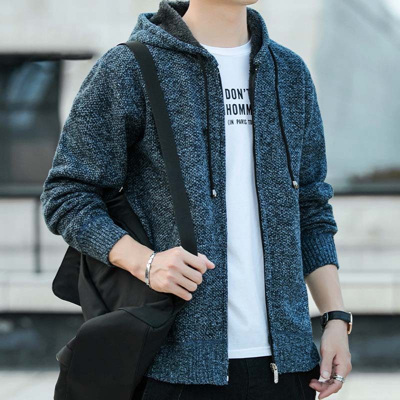 秋冬季男士毛衣潮流休闲保暖运动外套针织开衫加绒毛衣连帽上衣服,淘宝优惠券,粉丝福利购,淘宝优惠卷