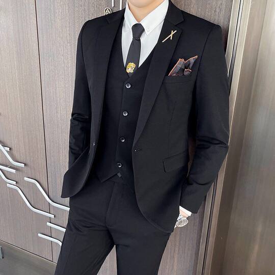 Autumn and winter slim suit groom dress